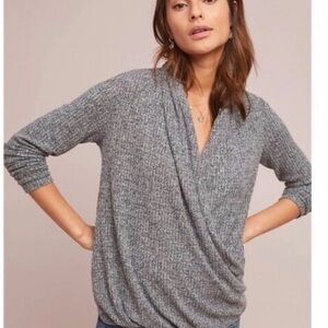 Anthropologie Gray Wrap Sweater- so soft!